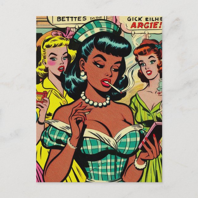Retro Girls Comics Postcard (Front)