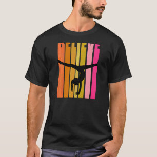 Retro Girls Gymnastics Motivational Inspiring Hand T-Shirt