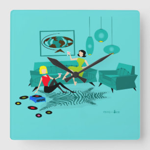 Retro Girls'  Night In Acrylic Wall Clock