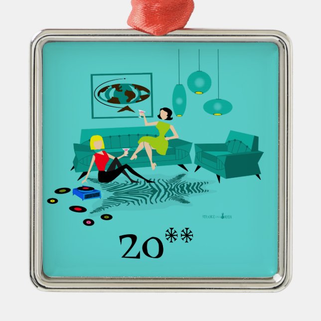 Retro Girl's Night In Christmas Ornament (Front)