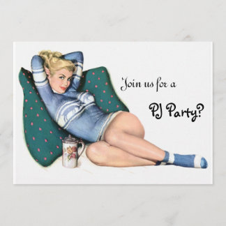 Retro Girl's Night In Sleepover Slumber PJ Party Invitation