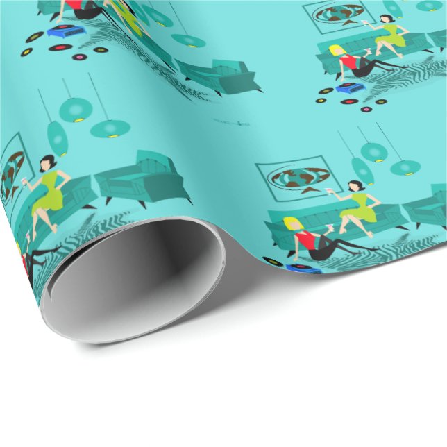 Retro Girl's Night In Wrapping Paper (Roll Corner)