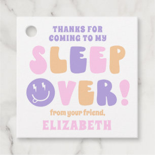 Retro Girls Sleep Over Party Favour Tags