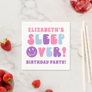 Retro Girls Sleep Over Party Napkin