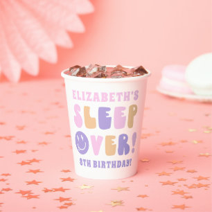 Retro Girls Sleep Over Party Paper Cups