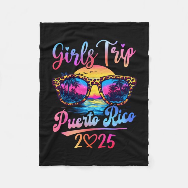 Retro Girls Trip Puerto Rico 2025 Weekend Summer V Fleece Blanket (Front)