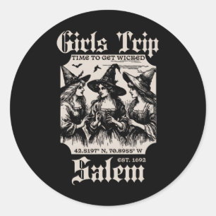 Retro Girls Trip Salem 1692 They Missed One Witch Classic Round Sticker