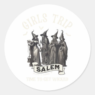 Retro Girls Trip Salem 1692 They Missed One Witch  Classic Round Sticker