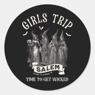 Retro Girls Trip Salem 1692 They Missed One Witch Classic Round Sticker