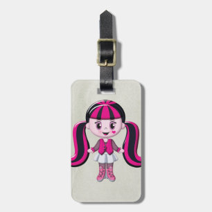 Retro Girly Monster Vampire Girl Luggage Tag