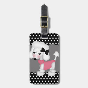 Retro Girly Paris Poodle Dog Luggage Tag