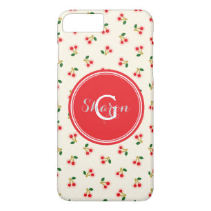 Retro girly red cherry patterns monogram iPhone 8 plus/7 plus case