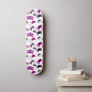 Retro Girly Skull Crossbones Goth Rockabilly Skateboard