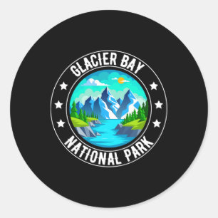 Retro Glacier Bay National Park Hiking Camping Out Classic Round Sticker