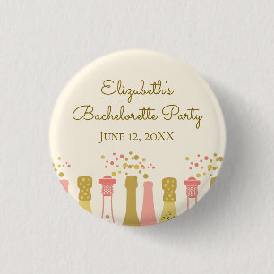 Retro Glam 1960s Champagne Bachelorette Party 3 Cm Round Badge
