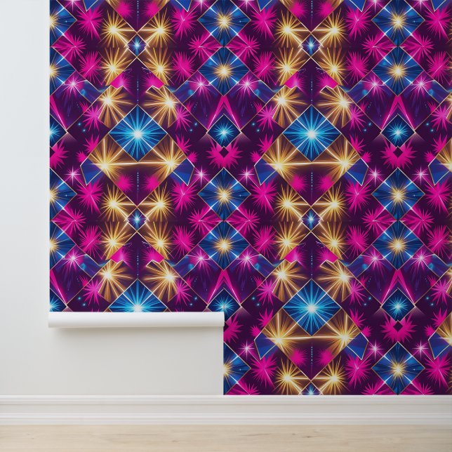Retro Glam Geometric Peel and Stick  Wallpaper (Application)