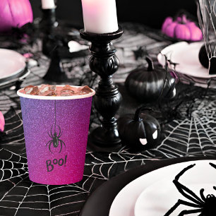 Retro Glam Halloween Boo Spider Birthday Paper Cups