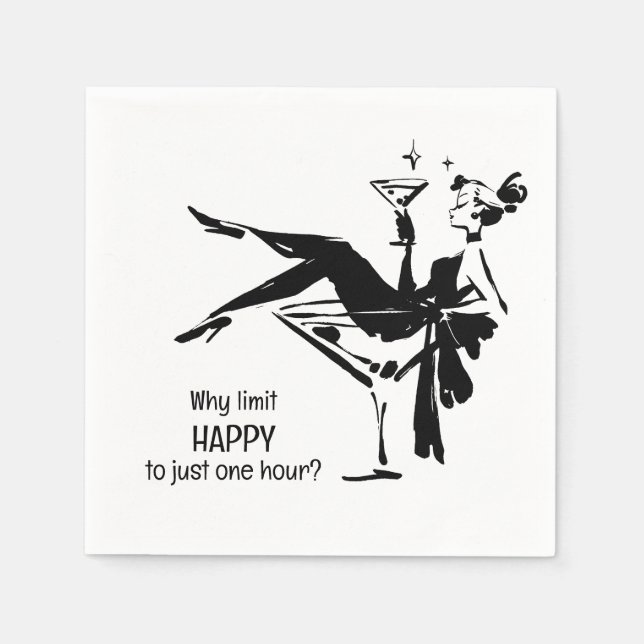 Retro Glam Happy Hour – Martini Diva Design Napkin (Front)