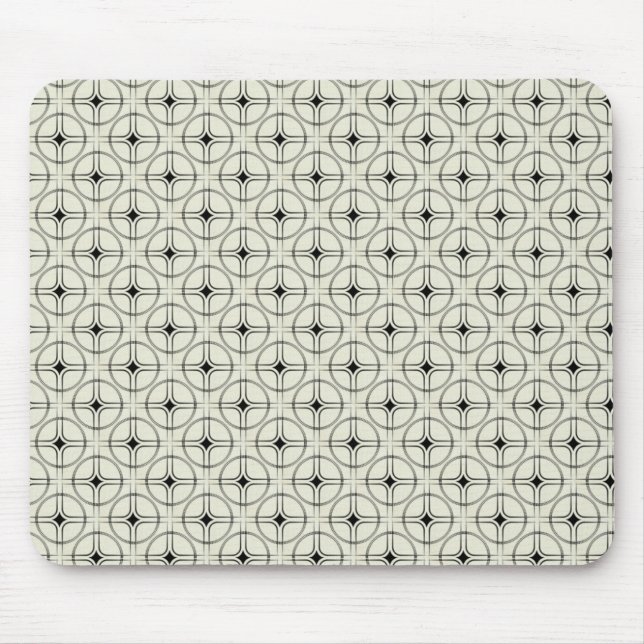 Retro Glam Mousepad, Black and Ivory Mouse Mat (Front)