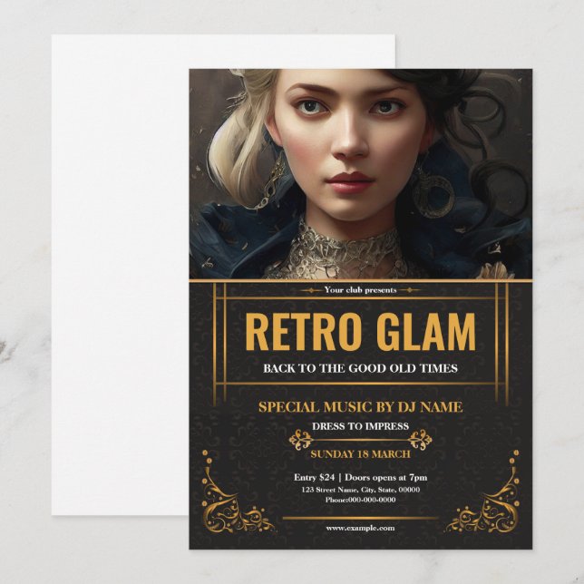 Retro Glam Party Flyer Template (Front/Back)