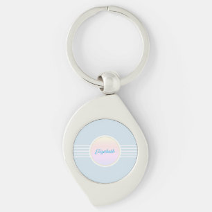 Retro Glam Personalised Ice Blue and Opal Key Ring