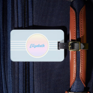 Retro Glam Personalised Ice Blue and Opal Luggage Tag