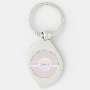 Retro Glam Personalised Pink and Opal Key Ring