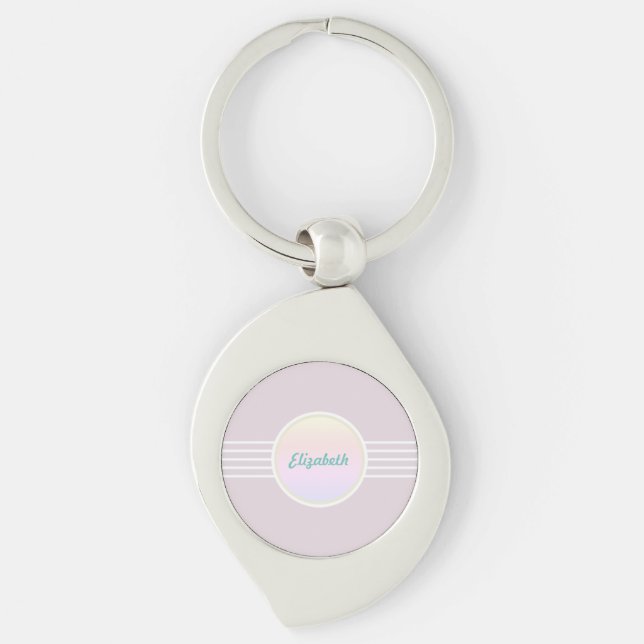 Retro Glam Personalised Pink and Opal Key Ring (Front)