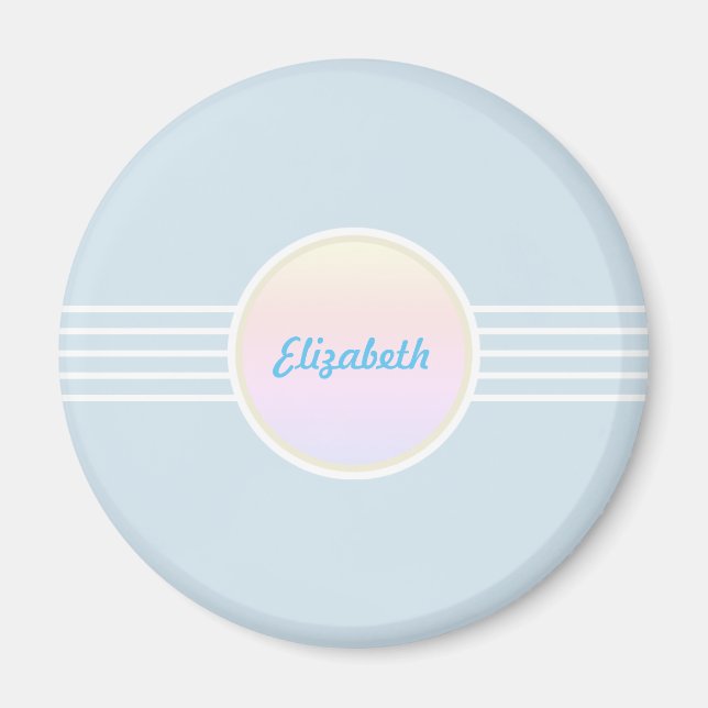 Retro Glam Personalized Ice Blue and Opal Magnet (Front)