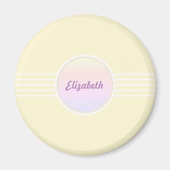 Retro Glam Personalized Shimmering Gold and Opal Magnet (Front)