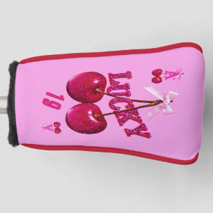 Retro Glam Pink Cherry Lucky Putter Golf Head Cover
