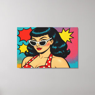 Retro Glam Pop Art Woman in Cat-Eye Sunglasses Canvas Print