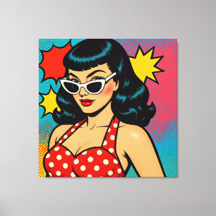 Retro Glam Pop Art Woman in Cat-Eye Sunglasses Canvas Print