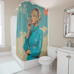 Retro Glam Smoking Fashion Shower Curtain