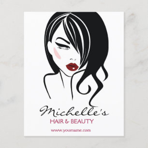 Retro Glamour Black White Fashion Girl Hair Salon Flyer