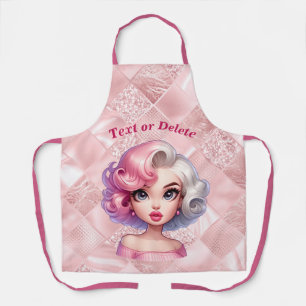 Retro Glamour Girl Animated Cute Cartoon Beauty Apron