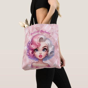 Retro Glamour Girl Animated Cute Cartoon Beauty Tote Bag