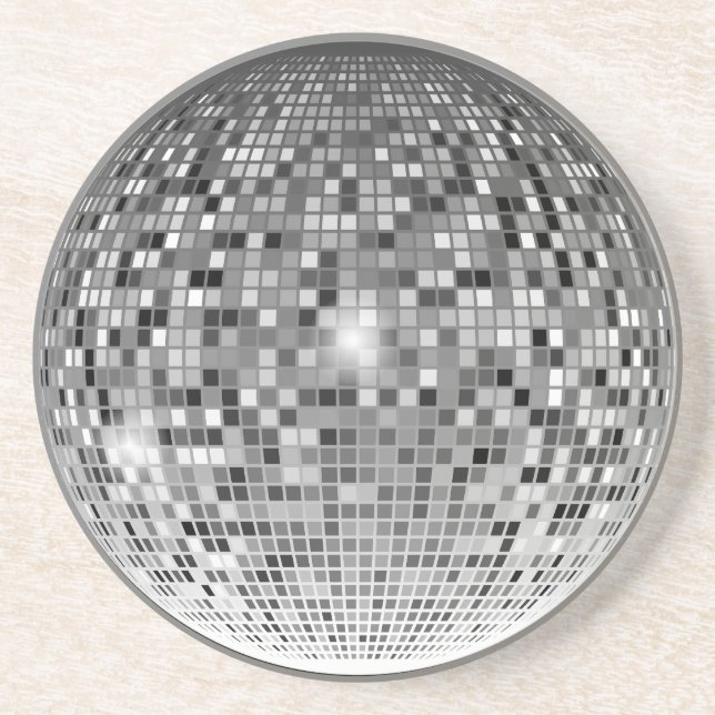 Retro Glamour Revived: Vintage Disco Ball  Coaster (Front)
