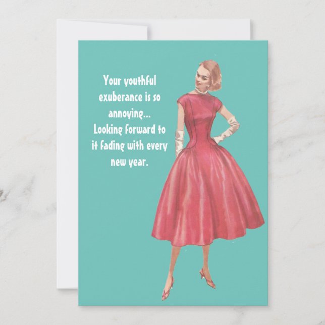 Retro Glamour Woman Sarcastic Birthday Card (Front)