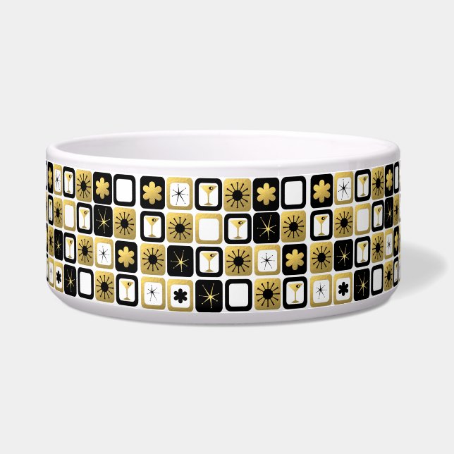 Retro Glamourous Gold Ceramic Pet Bowl (Front)