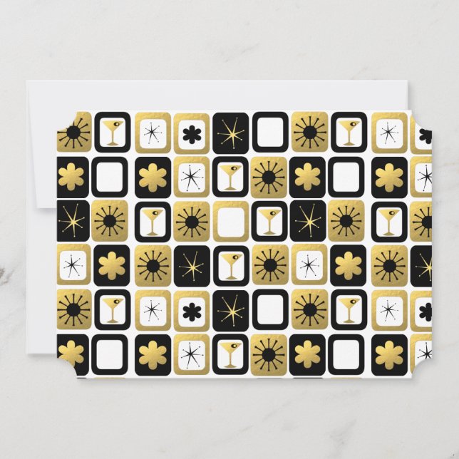 Retro Glamourous Gold Invitations (Front)