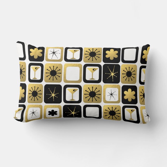 Retro Glamourous Gold Lumbar Pillow (Front)