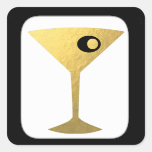 Retro Glamourous Gold Martini Stickers