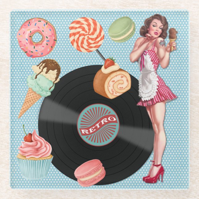 Retro Glass Coaster (Front)