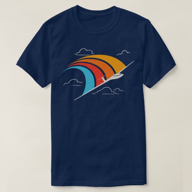 Retro Glider Pilot Soaring Plane Aviator T-Shirt (Design Front)