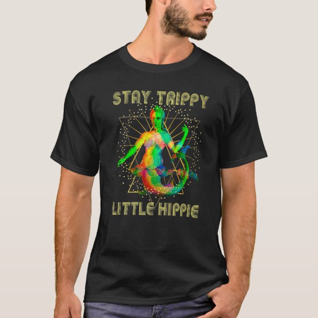 Retro Glitchy Stay Trippy Hippie Weird Mermaid Dis T-Shirt (Front)