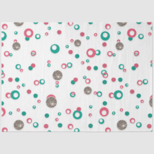 Retro Glitter Red Green SilverPolka Dots Christmas Tissue Paper