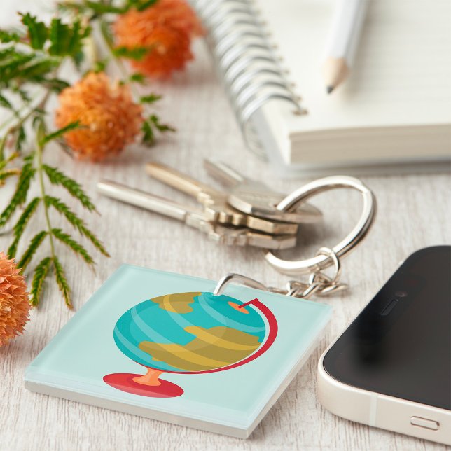 Retro Globe Illustration Vintage Earth Map  Key Ring (Creator Uploaded)