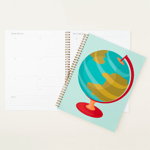 Retro Globe Illustration Vintage Earth Map Planner