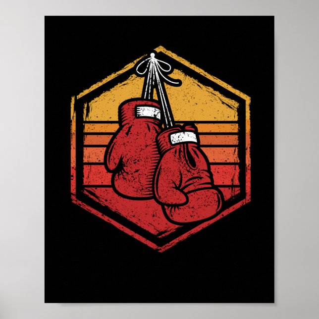 Retro Gloves Boxing Vintage Boxer Shorts Poster (Front)